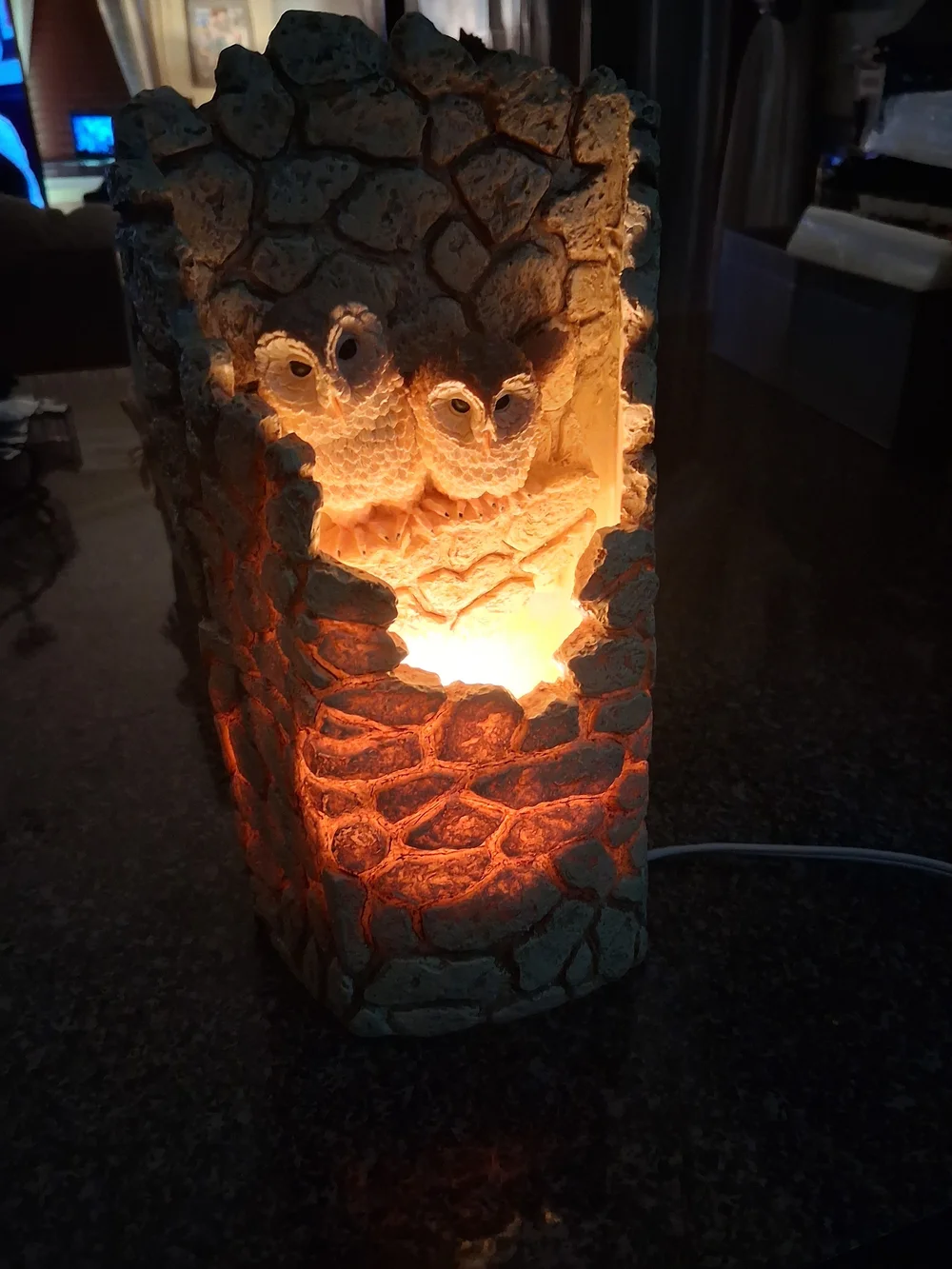 Ceramic Owl Lantern in Warm Cream by